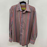 Robert Graham Men's Size L Maroon Striped Long Sleeve Shirt