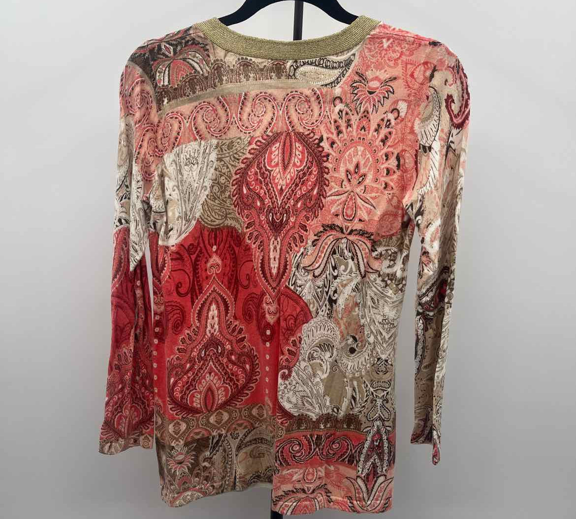 Chico's Women's Size S Peach Damask Cardigan