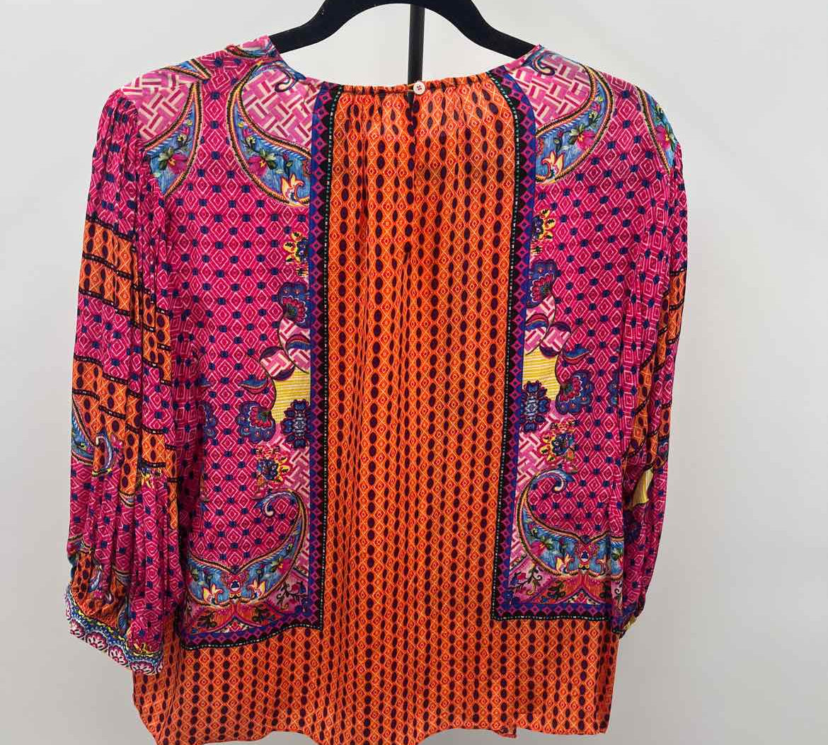 Bhanuni By Jyoti Women's Size M Orange Multi-Pattern Long Sleeve Shirt
