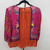 Bhanuni By Jyoti Women's Size M Orange Multi-Pattern Long Sleeve Shirt