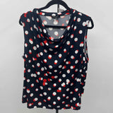 Nue Options Women's Size XL Navy dotted Sleeveless Shirt