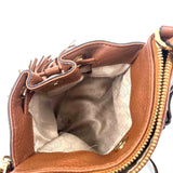 Interior MICHAEL KORS Caramel Pebbled Leather CAMDEN DRAWSTRING Crossbody Purse w/Tassel Accents