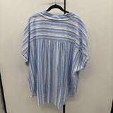 Lane Bryant Women's Size 4X Light Blue Stripe Short Sleeve Shirt
