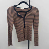 Z Supply Women's Size XS Mocha Stripe Long Sleeve Shirt