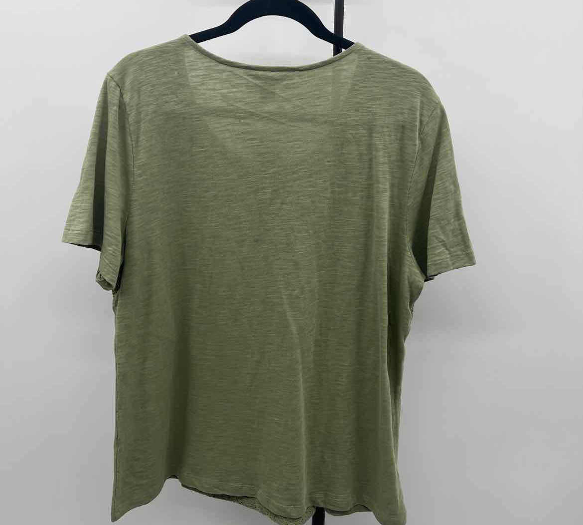 Christopher & Banks Women's Size XL Green Textured Short Sleeve Shirt