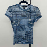 KSubi Women's Size M Blue Denim Short Sleeve Shirt