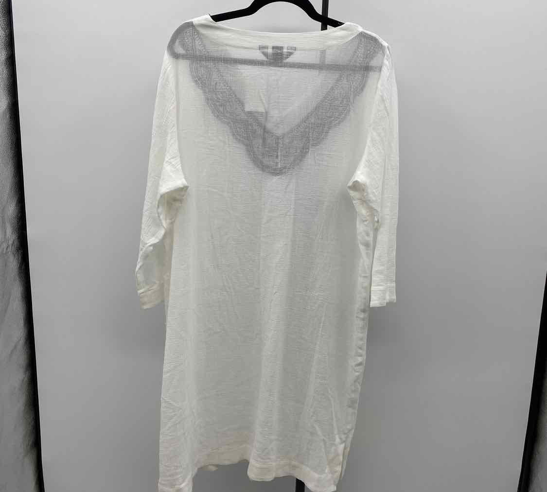 Lands End Women's Size LT White Embroidered Coverup