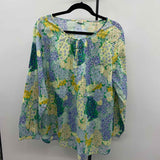 Talbots Women's Size 2X Yellow Floral Long Sleeve Shirt