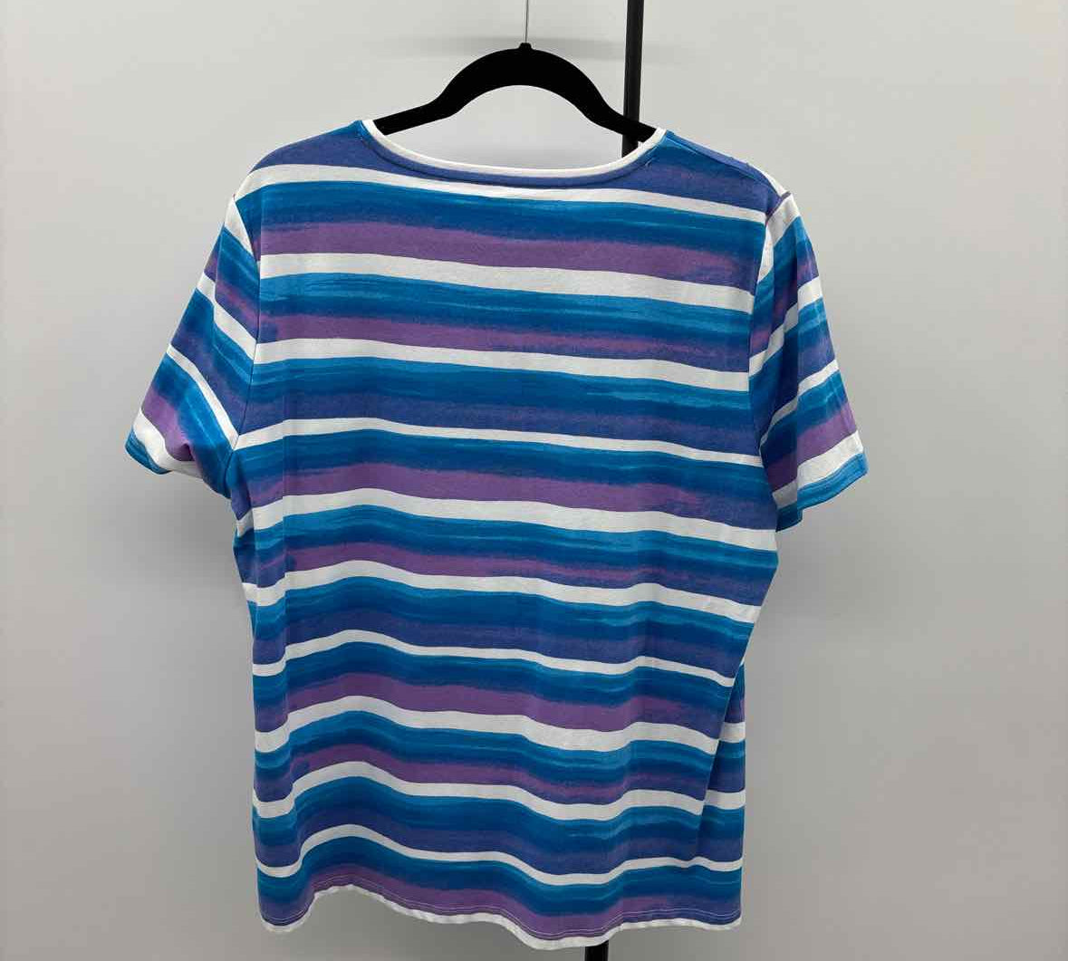 Talbots Women's Size XL Blue Stripe Short Sleeve Shirt