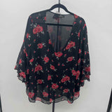 Lane Bryant Women's Size 2X Black Floral Long Sleeve Shirt