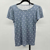 Loft Women's Size XXSP Blue dotted Short Sleeve Shirt