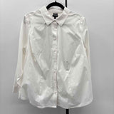 Talbots Women's Size 16P White Solid Long Sleeve Shirt