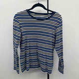 Lands End Women's Size XL Blue Stripe Long Sleeve Shirt
