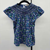 Loft Women's Size XS Blue Floral Short Sleeve Shirt