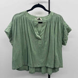 Loft Women's Size S Green Solid Short Sleeve Shirt