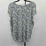 New Options Women's Size XL Blue Abstract Short Sleeve Shirt