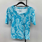 Talbots Women's Size S Turquoise Paisley Short Sleeve Shirt