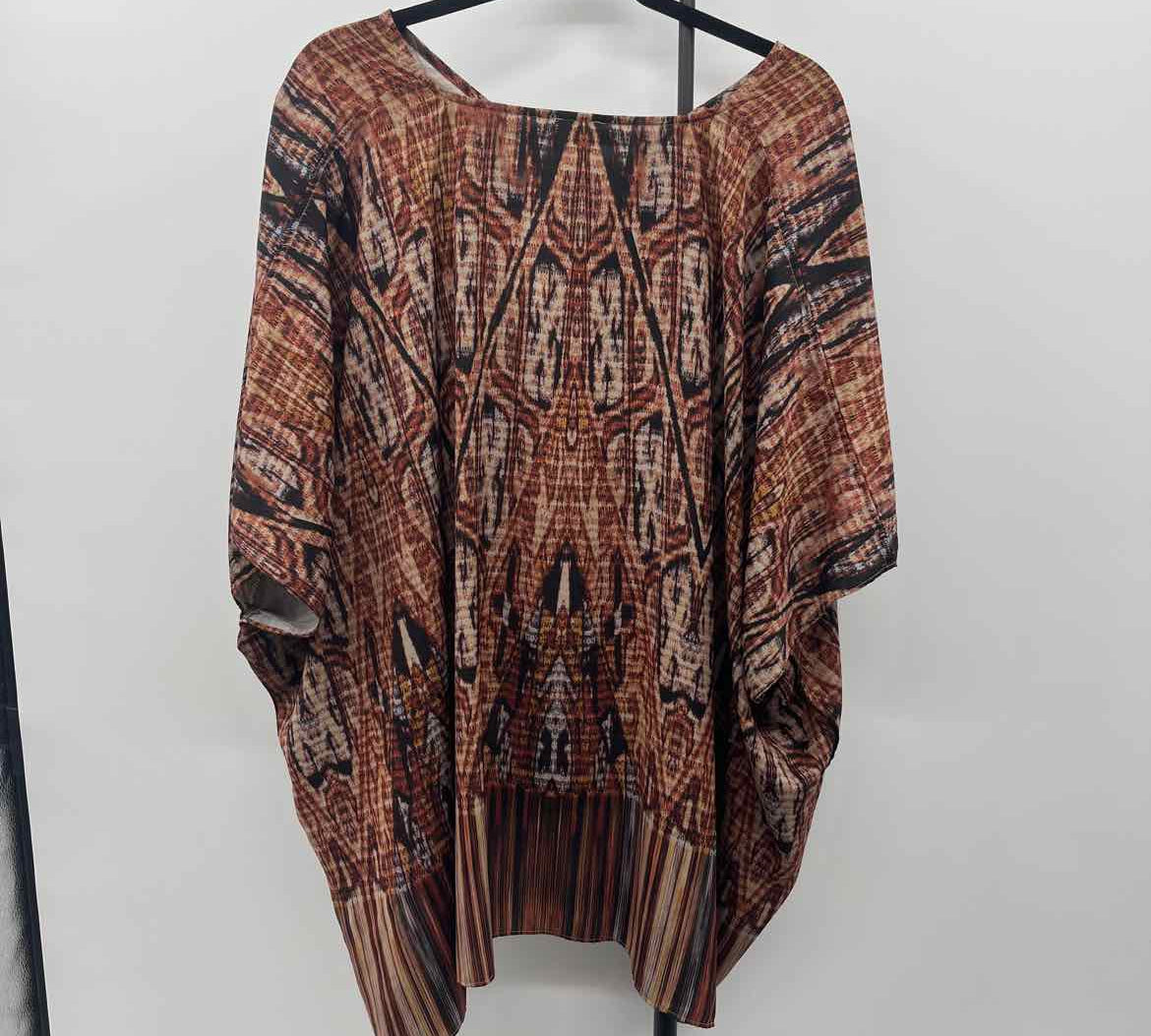 Chico's Women's Size L/XL Brown Abstract Short Sleeve Shirt