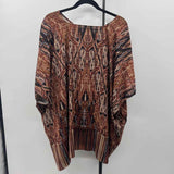 Chico's Women's Size L/XL Brown Abstract Short Sleeve Shirt
