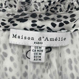 Maison d'Amelie Women's Size M White Spotted Long Sleeve Shirt