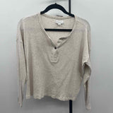 Evereve Women's Size S Oatmeal Ribbed Long Sleeve Shirt
