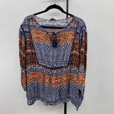 Lucky Brand Women's Size 2X Navy Multi-Pattern Long Sleeve Shirt