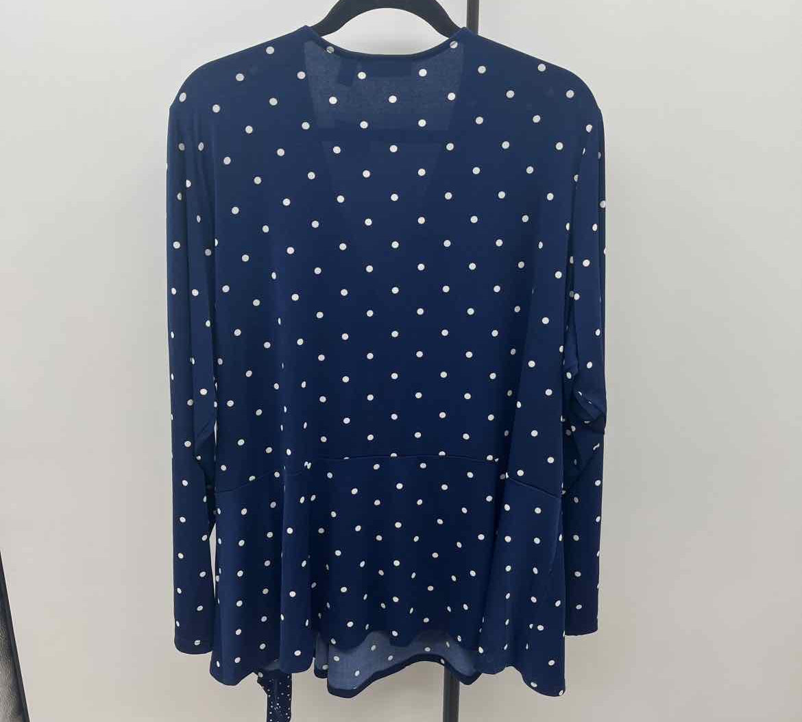 Susan Graver Women's Size 2X Navy dotted Long Sleeve Shirt