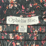 Ophelia Roe Women's Size XL Black Floral Long Sleeve Shirt
