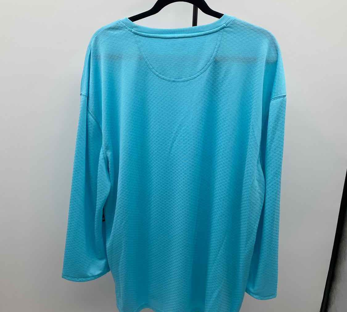 Reel Legends Men's Size XXL Aqua Polyester Textured Long Sleeve Shirt