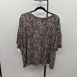 Joyspun Women's Size 3X Brown Animal Print Short Sleeve Shirt