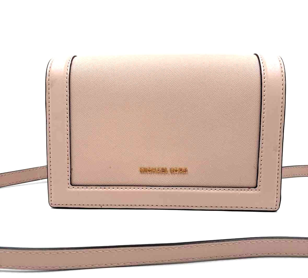 MICHAEL KORS Blush Pink Leather FULL FLAP Crossbody Purse