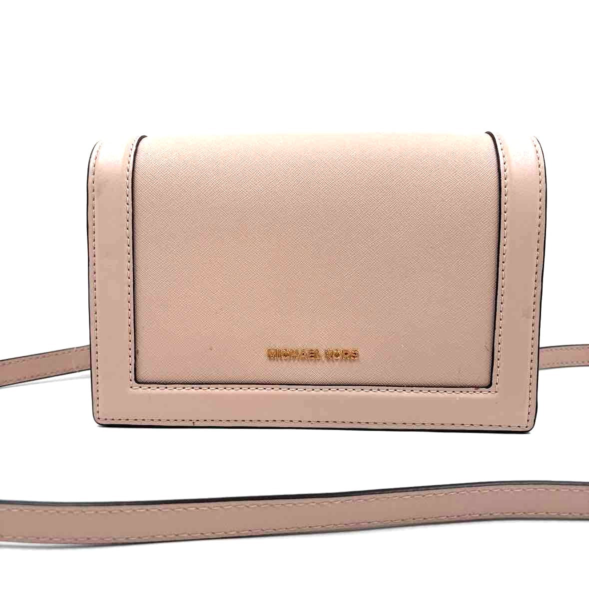 MICHAEL KORS Blush Pink Leather FULL FLAP Crossbody Purse