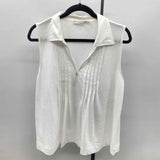 Loft Women's Size L White Textured Sleeveless Shirt