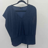 Ann Taylor Women's Size XLP Navy Textured Short Sleeve Shirt
