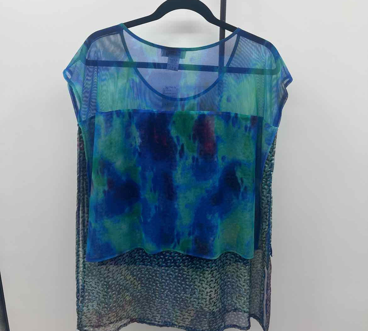 Aria Women's Size S Blue Splotch Short Sleeve Shirt