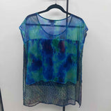 Aria Women's Size S Blue Splotch Short Sleeve Shirt