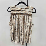 White House Black Market Women's Size XL Ivory Abstract Sleeveless Shirt