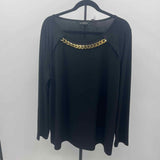 Susan Graver Women's Size XL Black Solid Long Sleeve Shirt