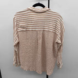 Jane & Dilancey Women's Size S Tan Stripe Long Sleeve Shirt