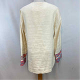 Tory Burch Women's Size S Cream Embroidered Tunic