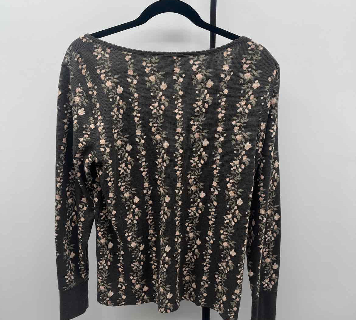 Lucky Brand Women's Size XL Charcoal Floral Long Sleeve Shirt