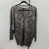 White House Black Market Women's Size S Charcoal Floral Long Sleeve Shirt