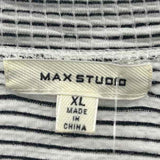 Max Studio Women's Size XL White Stripe Long Sleeve Shirt