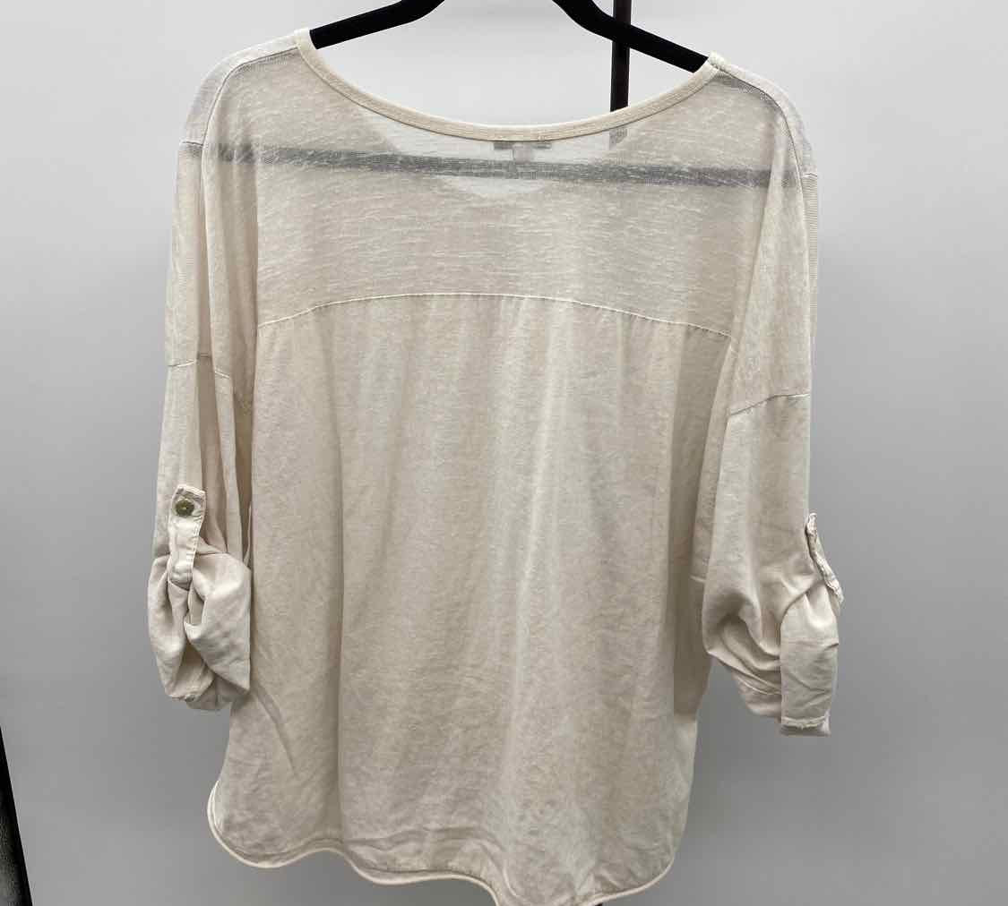 Kaktus Women's Size L Ivory Solid Long Sleeve Shirt