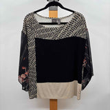 Chico's Women's Size S Black Floral Long Sleeve Shirt