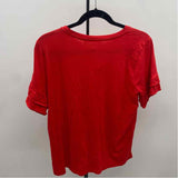 Michael Kors Women's Size L Red Solid Short Sleeve Shirt