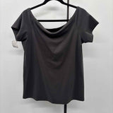 Loft Women's Size XL Charcoal Solid Short Sleeve Shirt