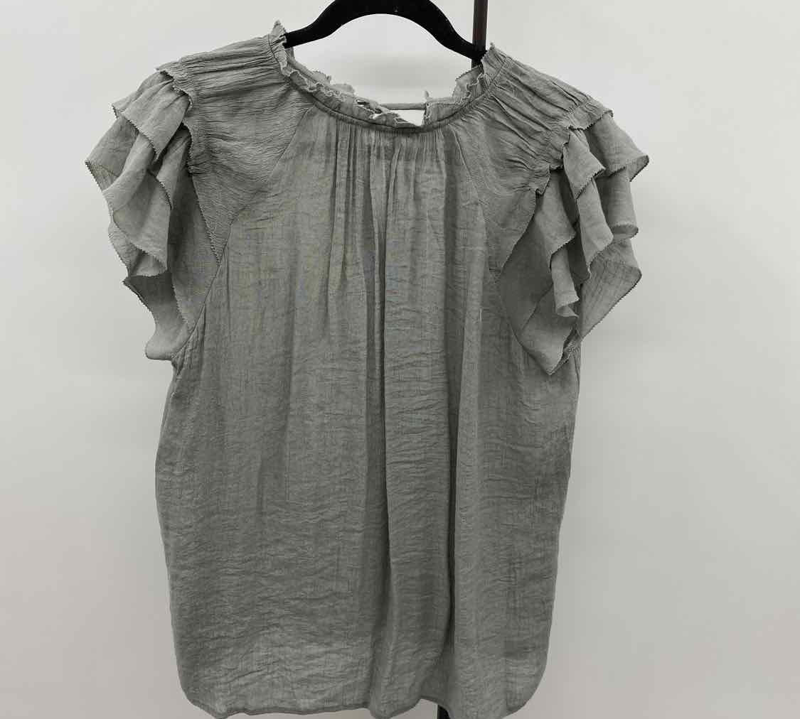EE Some Women's Size L Green Textured Short Sleeve Shirt