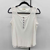 Jane & Dilancey Women's Size M White Ribbed Sleeveless Shirt