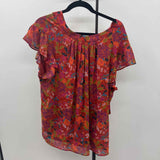 DR2 Women's Size 1X Burnt Orange Floral Short Sleeve Shirt
